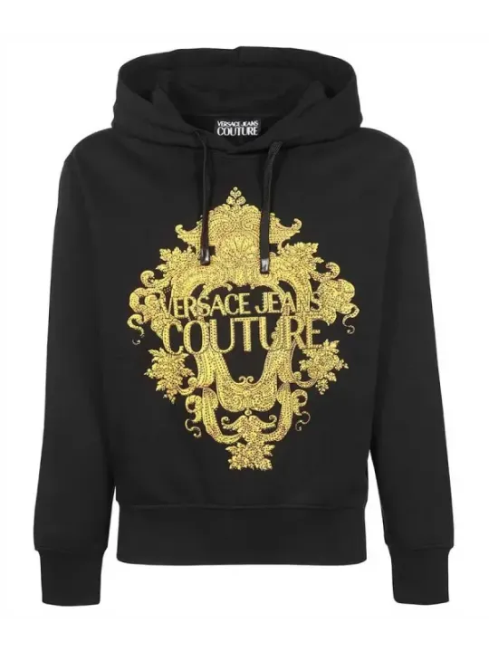 "Versace Jeans Couture Sweatshirts im Sale | Versace Jeans Couture Herren Fleece-Hoodie mit Druckmuster – Herbst/Winter, Schwarz, 100% Baumwolle, EBO_818 online kaufen"|Planet-Deluxe