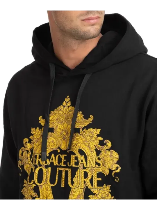 "Versace Jeans Couture Sweatshirts im Sale | Versace Jeans Couture Herren Fleece-Hoodie mit Druckmuster – Herbst/Winter, Schwarz, 100% Baumwolle, EBO_818 online kaufen"|Planet-Deluxe