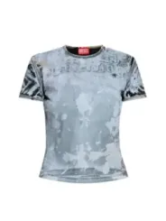 "Diesel T-Shirts im Sale | Diesel Damen T-Shirt Azurblau Fleckig Frühjahr/Sommer online kaufen"|Planet-Deluxe