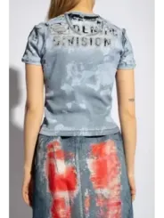 "Diesel T-Shirts im Sale | Diesel Damen T-Shirt Azurblau Fleckig Frühjahr/Sommer online kaufen"|Planet-Deluxe