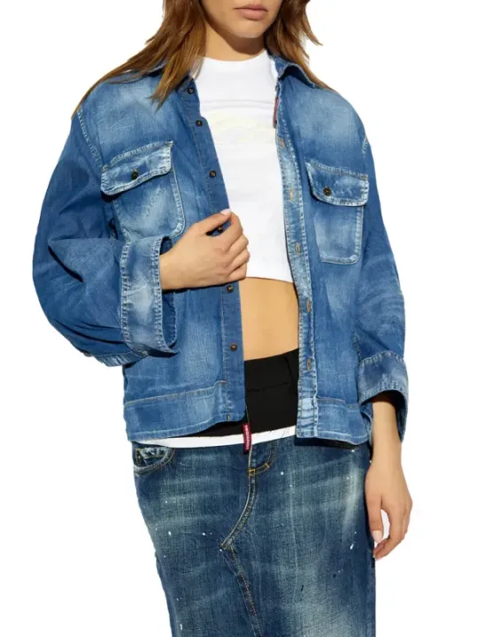 "Dsquared2 Hemden im Sale | Herbstblau Damenhemd Dsquared2 online kaufen"|Planet-Deluxe