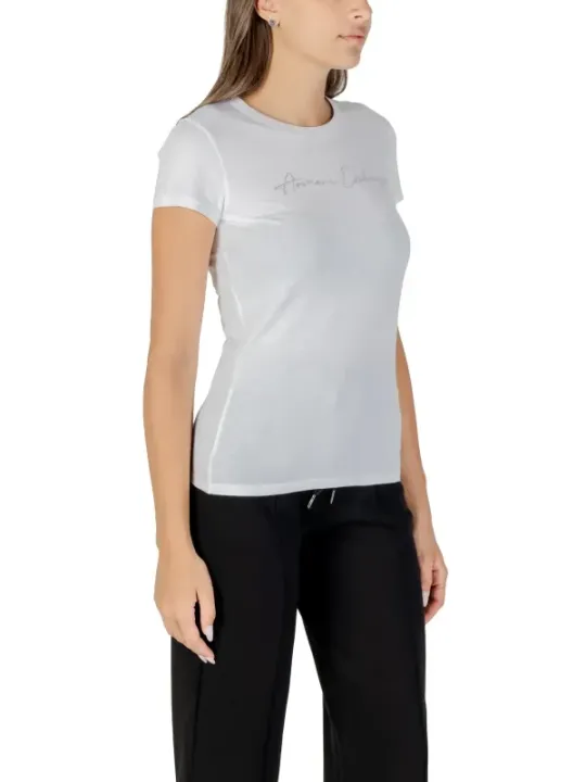 "Armani Exchange T-Shirts im Sale | Armani Exchange Damen Strass T-Shirt Herbst Winter Weiß online kaufen"|Planet-Deluxe