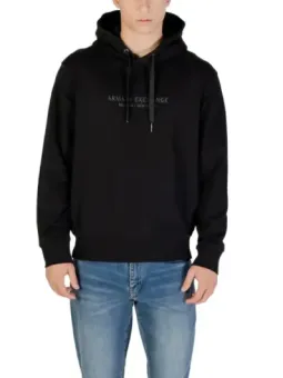 "Armani Exchange Herren Fleece Hoodie Schwarz V-Ausschnitt"