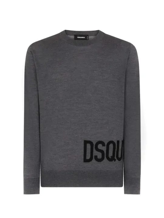 "Dsquared2 Pullover im Sale | Dsquared2 Herrenpullover Grau mit Druck für Herbst/Winter online kaufen"|Planet-Deluxe
