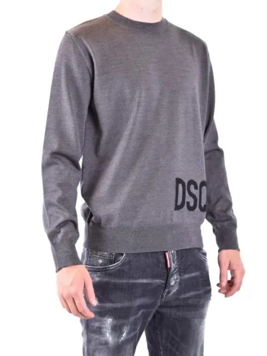 "Dsquared2 Pullover im Sale | Dsquared2 Herrenpullover Grau mit Druck für Herbst/Winter online kaufen"|Planet-Deluxe