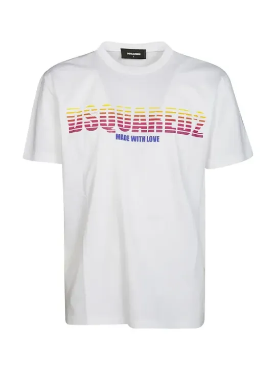 "Dsquared2 T-Shirts im Sale | Dsquared2 Herren TShirt Weiß Druck Frühling Sommer online kaufen"|Planet-Deluxe