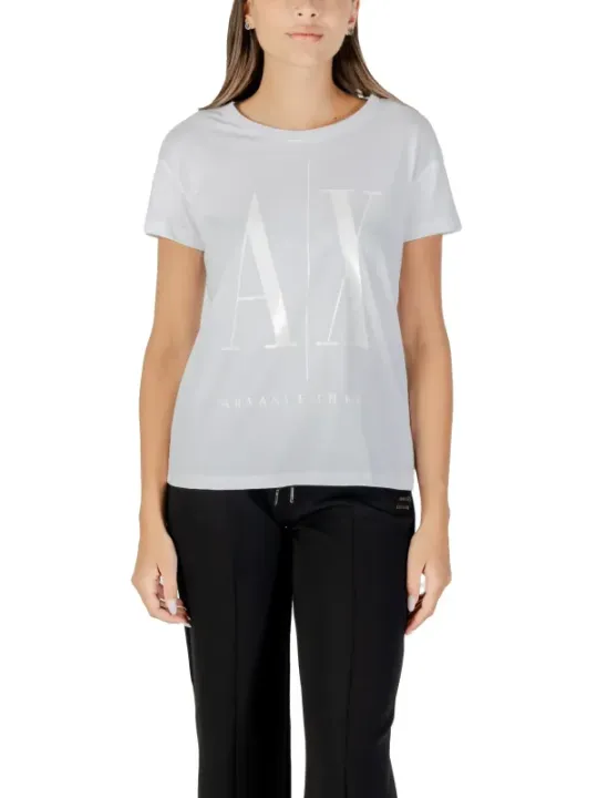 "Armani Exchange T-Shirts im Sale | Armani Exchange Damen T-Shirt Herbst/Winter Weiß 100% Baumwolle online kaufen"|Planet-Deluxe