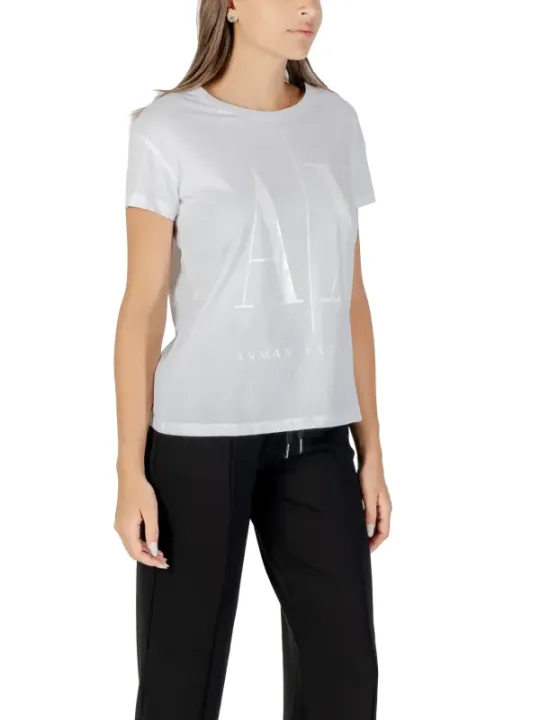"Armani Exchange T-Shirts im Sale | Armani Exchange Damen T-Shirt Herbst/Winter Weiß 100% Baumwolle online kaufen"|Planet-Deluxe