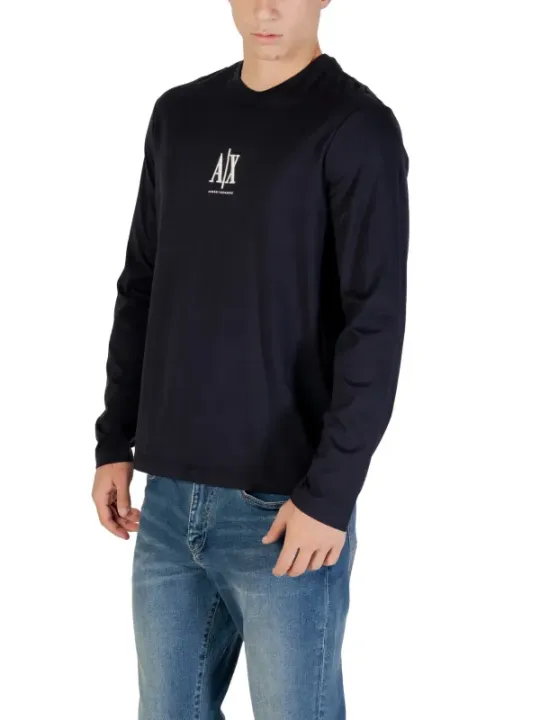 "Armani Exchange T-Shirts im Sale | Armani Exchange Herren Langarmshirt Blau Druck 100 Baumwolle online kaufen"|Planet-Deluxe