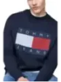"Tommy Jeans Sweatshirts im Sale | Tommy Jeans Herren Fleece Blau Langarm Druck Rundhals online kaufen"|Planet-Deluxe