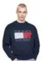 "Tommy Jeans Sweatshirts im Sale | Tommy Jeans Herren Fleece Blau Langarm Druck Rundhals online kaufen"|Planet-Deluxe