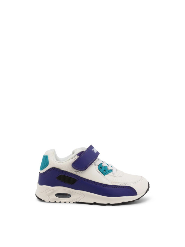 Weiße Sneaker mit lila Streifen Weiße Sneaker mit lila Streifen