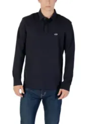 "Armani Exchange Poloshirts im Sale | Armani Exchange Herrenpolo - Langarm-Poloshirt mit Printmuster für Herbst/Winter, Blau online kaufen"|Planet-Deluxe