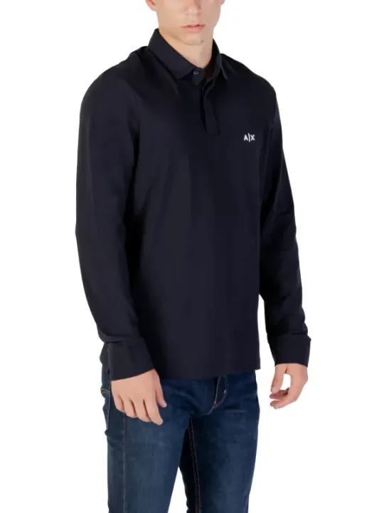 "Armani Exchange Poloshirts im Sale | Armani Exchange Herrenpolo - Langarm-Poloshirt mit Printmuster für Herbst/Winter, Blau online kaufen"|Planet-Deluxe
