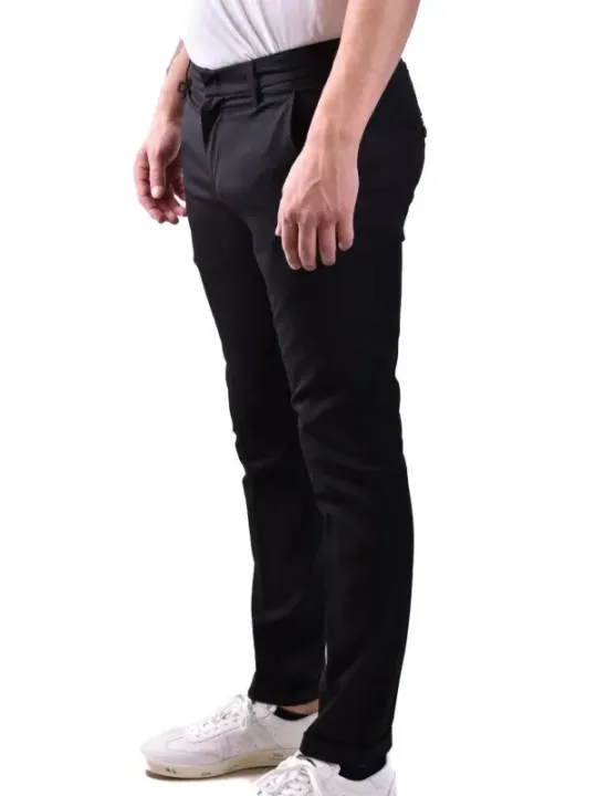 "Dondup Hosen im Sale | Dondup Herren Pantaloni - Schwarze Baumwollhose für Frühling/Sommer mit Reißverschluss & Knopfverschluss, Modell V_28265 online kaufen"|Planet-Deluxe