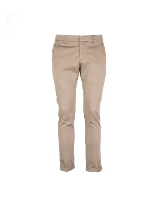 "Dondup Hosen im Sale | Dondup Herren Pantaloni - Beige Frühlings-/Sommerhose aus 100% Baumwolle mit Reißverschluss und Knopf online kaufen"|Planet-Deluxe