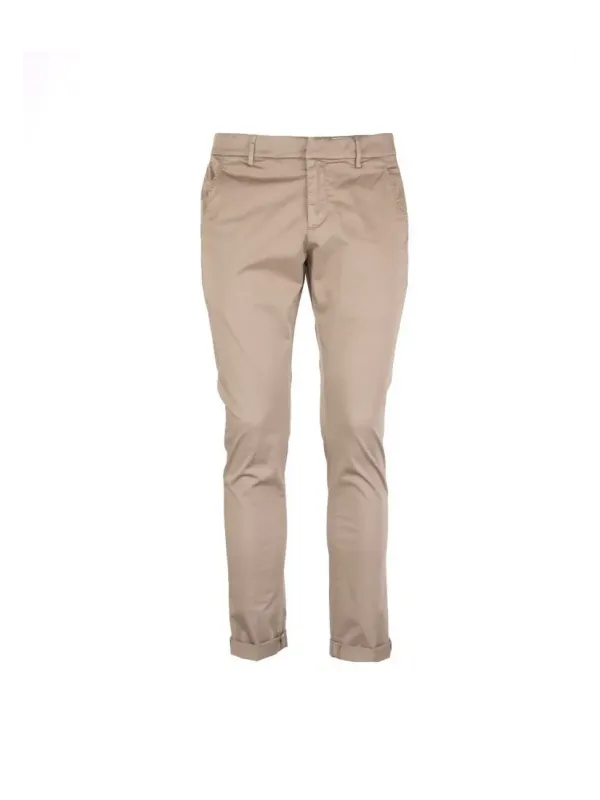 "Dondup Hosen im Sale | Dondup Herren Pantaloni - Beige Frühlings-/Sommerhose aus 100% Baumwolle mit Reißverschluss und Knopf online kaufen"|Planet-Deluxe
