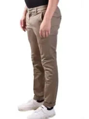 "Dondup Hosen im Sale | Dondup Herren Pantaloni - Beige Frühlings-/Sommerhose aus 100% Baumwolle mit Reißverschluss und Knopf online kaufen"|Planet-Deluxe