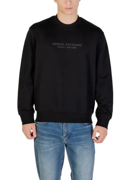 "Armani Exchange Sweatshirts im Sale | Armani Exchange Herren Fleece Schwarz Druck Langarm online kaufen"|Planet-Deluxe
