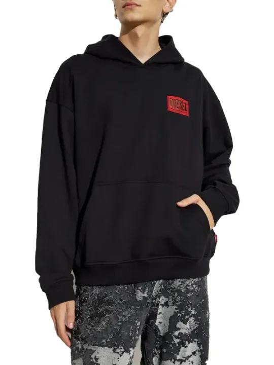 "Diesel Sweatshirts im Sale | Diesel Herren Fleece Hoodie Schwarz mit Druck für Herbst/Winter online kaufen"|Planet-Deluxe