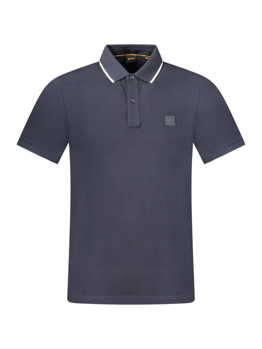 "Boss Poloshirts im Sale | HUGO BOSS Herren Polo Kurzarm Blau - Slim Fit, Kontrastdetails, Applikation & Stickerei-Logo online kaufen"|Planet-Deluxe
