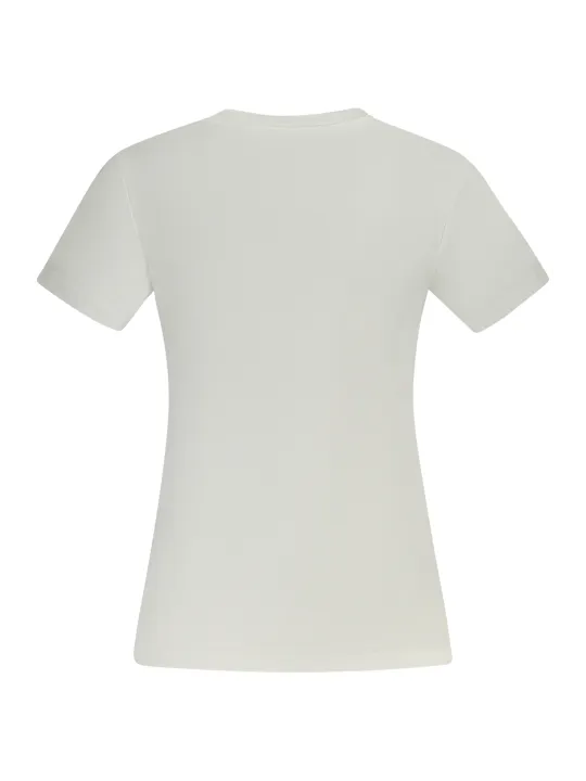 "Calvin Klein T-Shirts im Sale | Calvin Klein Damen Kurzarm-T-Shirt Weiß - Rundhalsausschnitt, Logo-Print, 95% Regenerative Baumwolle online kaufen"|Planet-Deluxe