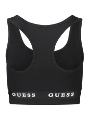 "GUESS JEANS Hemden im Sale | GUESS JEANS Damen Schwarz Top - Sportliches Neckholder-Design mit Logo-Print online kaufen"|Planet-Deluxe