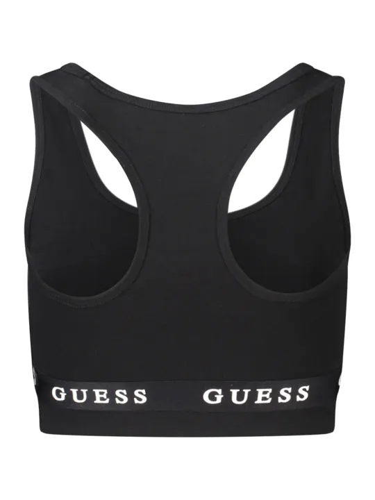 "GUESS JEANS Hemden im Sale | GUESS JEANS Damen Schwarz Top - Sportliches Neckholder-Design mit Logo-Print online kaufen"|Planet-Deluxe