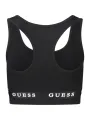 "GUESS JEANS Hemden im Sale | GUESS JEANS Damen Schwarz Top - Sportliches Neckholder-Design mit Logo-Print online kaufen"|Planet-Deluxe