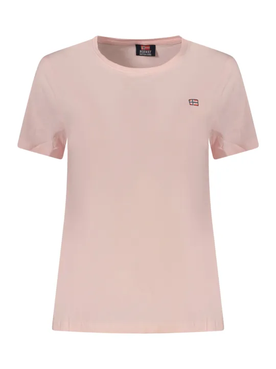 "NORWAY 1963 T-Shirts im Sale | NORWAY 1963 Damen Kurzarm T-Shirt Rosa mit Rundhalsausschnitt und Logo-Stickerei online kaufen"|Planet-Deluxe