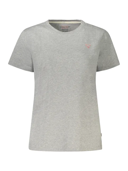 "GUESS JEANS T-Shirts im Sale | GUESS JEANS Damen Kurzarm T-Shirt Grau – Rundhalsausschnitt, Logo-Print, Bio-Baumwolle online kaufen"|Planet-Deluxe