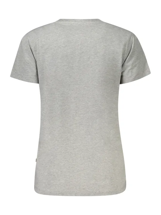 "GUESS JEANS T-Shirts im Sale | GUESS JEANS Damen Kurzarm T-Shirt Grau – Rundhalsausschnitt, Logo-Print, Bio-Baumwolle online kaufen"|Planet-Deluxe