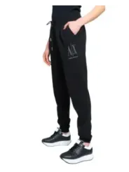 Schwarze Baumwoll Jogginghose mit Reißverschluss