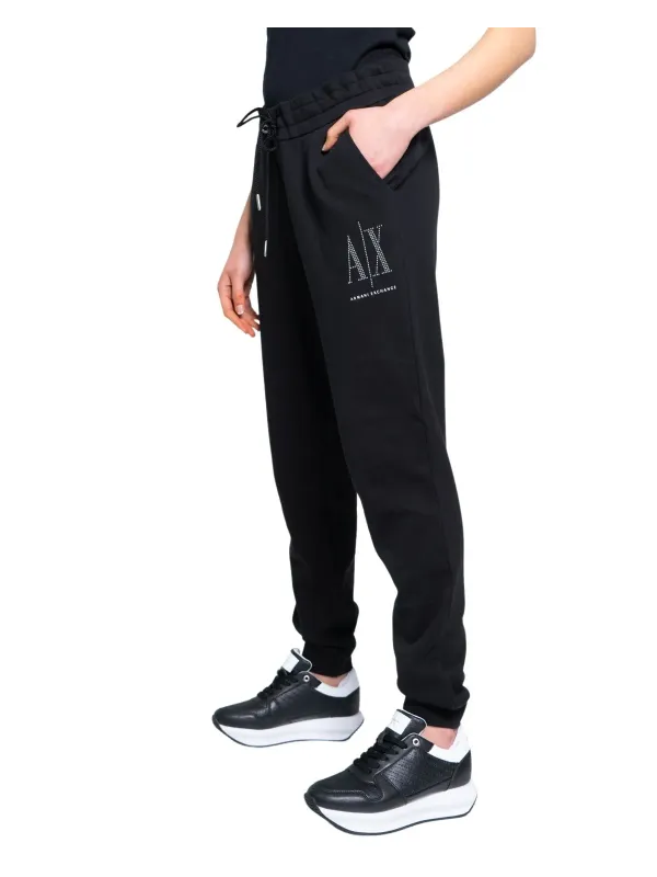 Schwarze Baumwoll Jogginghose mit Reißverschluss Schwarze Baumwoll Jogginghose mit Reißverschluss