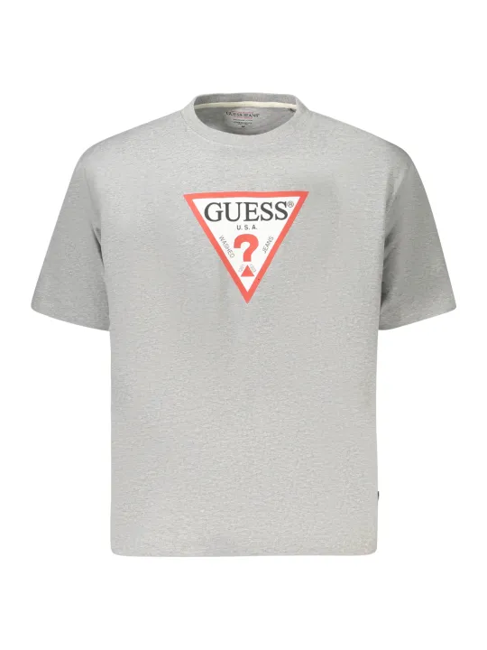 "GUESS JEANS T-Shirts im Sale | GUESS JEANS Damen Kurzarm T-Shirt Grau - Oversize Passform, Rundhalsausschnitt, Logo-Druck, Bio-Baumwolle online kaufen"|Planet-Deluxe