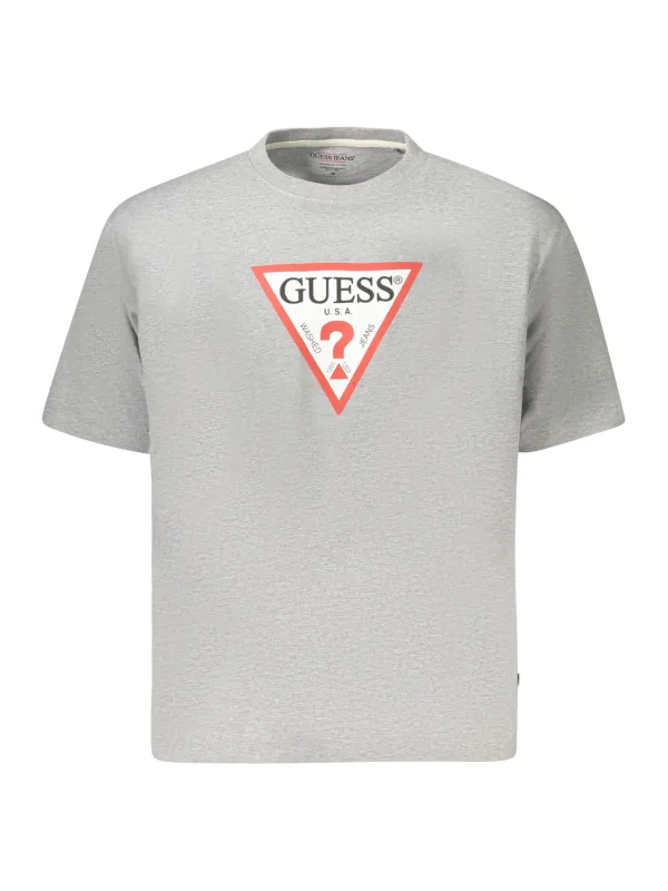 "GUESS JEANS T-Shirts im Sale | GUESS JEANS Damen Kurzarm T-Shirt Grau - Oversize Passform, Rundhalsausschnitt, Logo-Druck, Bio-Baumwolle online kaufen"|Planet-Deluxe