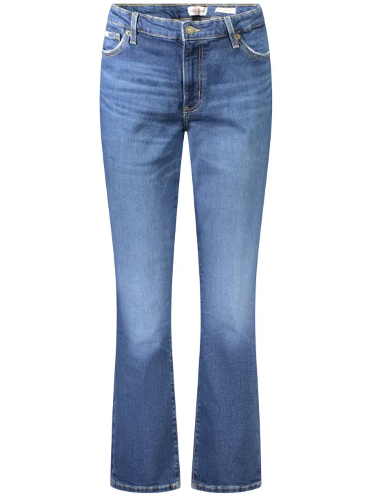 "GUESS JEANS Jeans im Sale | GUESS JEANS Damen Straight Fit Jeans Blau - Mittlere Leibhöhe, 5-Pocket-Design, Knopf- und Reißverschluss, Logo-Detail online kaufen"|Planet-Deluxe