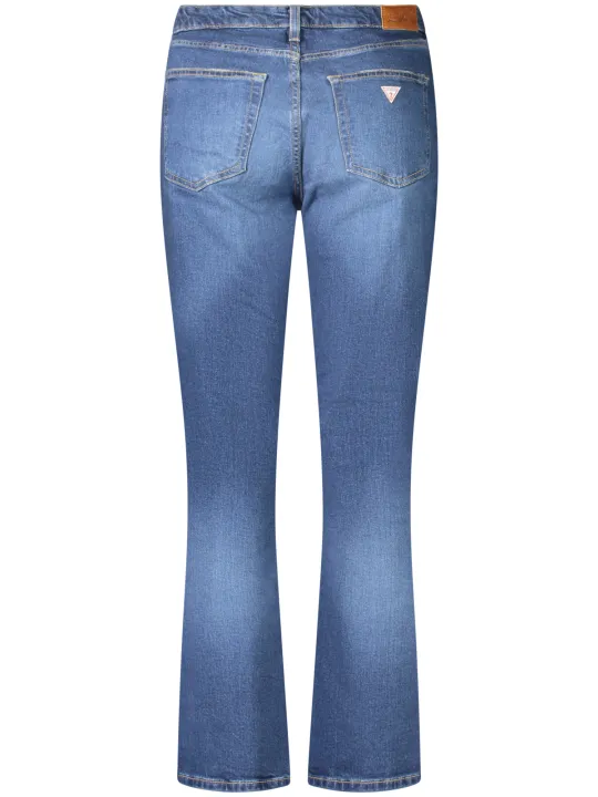 "GUESS JEANS Jeans im Sale | GUESS JEANS Damen Straight Fit Jeans Blau - Mittlere Leibhöhe, 5-Pocket-Design, Knopf- und Reißverschluss, Logo-Detail online kaufen"|Planet-Deluxe