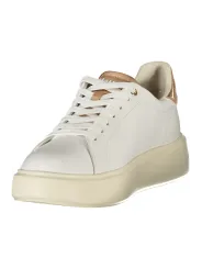 "Blauer Sneakers im Sale | Blauer Damen Sportschuhe Weiß - Sneaker mit Schnürsenkel, Kontrastierenden Bronze-Details, Herausnehmbarem Fußbett und Logo-A online kaufen"|Planet-Deluxe