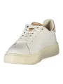 "Blauer Sneakers im Sale | Blauer Damen Sportschuhe Weiß - Sneaker mit Schnürsenkel, Kontrastierenden Bronze-Details, Herausnehmbarem Fußbett und Logo-A online kaufen"|Planet-Deluxe