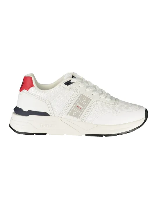 "Blauer Sneakers im Sale | Blauer Herren Sportschuhe Weiß - Schnürschuhe mit Kontrastdetails, Applikationen und Logo online kaufen"|Planet-Deluxe