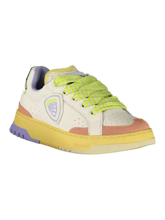 "Blauer Sneakers im Sale | Kontrast-Sneaker Creme/Rosa/Glyzinien mit Wechselfußbett online kaufen"|Planet-Deluxe
