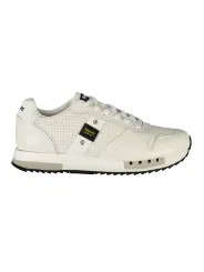"Blauer Sneakers im Sale | Blauer Herren Sportschuhe Weiß - Schnürsneaker mit Kontrastreichen Details, Herausnehmbarer Einlegesohle und Logo-Print online kaufen"|Planet-Deluxe