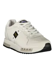 "Blauer Sneakers im Sale | Blauer Herren Sportschuhe Weiß - Schnürsneaker mit Kontrastreichen Details, Herausnehmbarer Einlegesohle und Logo-Print online kaufen"|Planet-Deluxe