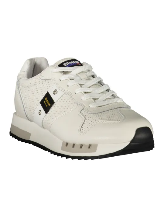 "Blauer Sneakers im Sale | Blauer Herren Sportschuhe Weiß - Schnürsneaker mit Kontrastreichen Details, Herausnehmbarer Einlegesohle und Logo-Print online kaufen"|Planet-Deluxe