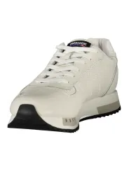 "Blauer Sneakers im Sale | Blauer Herren Sportschuhe Weiß - Schnürsneaker mit Kontrastreichen Details, Herausnehmbarer Einlegesohle und Logo-Print online kaufen"|Planet-Deluxe