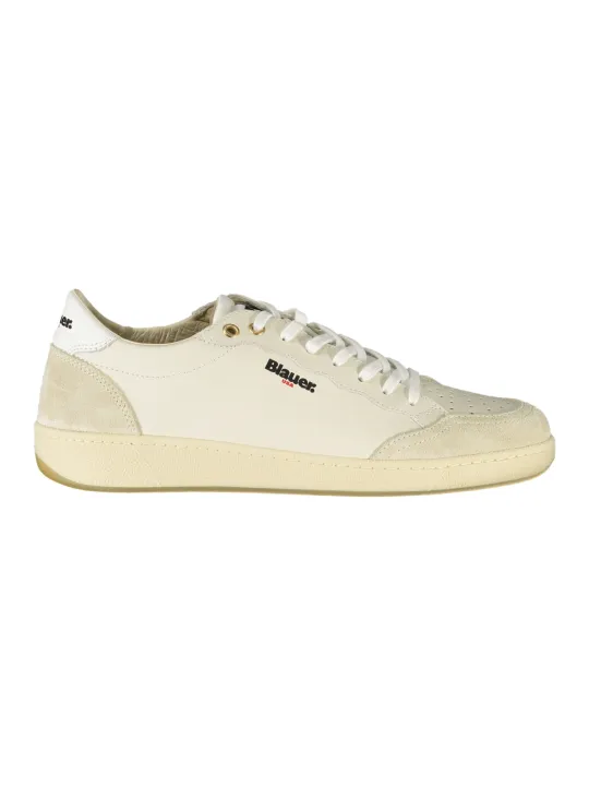 "Blauer Sneakers im Sale | Blauer Herren Sportschuhe Weiß - Schnürschuhe mit Kontrastdetails, Herausnehmbarer Einlegesohle und Logo-Print online kaufen"|Planet-Deluxe