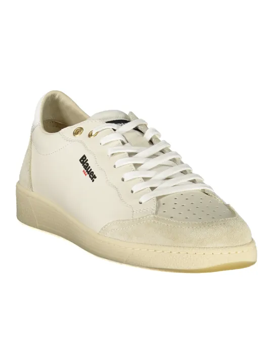 "Blauer Sneakers im Sale | Blauer Herren Sportschuhe Weiß - Schnürschuhe mit Kontrastdetails, Herausnehmbarer Einlegesohle und Logo-Print online kaufen"|Planet-Deluxe
