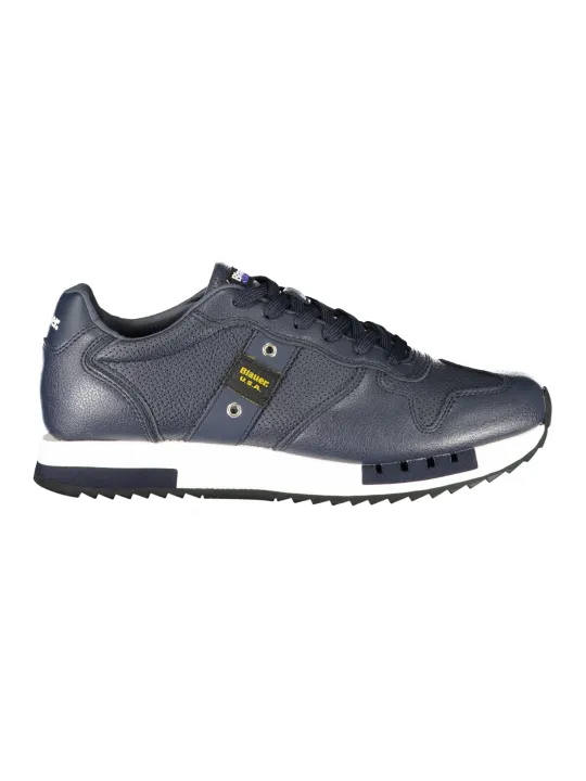 "Blauer Sneakers im Sale | Blauer Herren Sportschuhe Blau - Sportlicher Sneaker mit Schnürsenkeln, Kontrastdetails und Herausnehmbarer Einlegesohle, Print online kaufen"|Planet-Deluxe