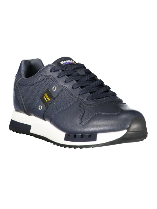"Blauer Sneakers im Sale | Blauer Herren Sportschuhe Blau - Sportlicher Sneaker mit Schnürsenkeln, Kontrastdetails und Herausnehmbarer Einlegesohle, Print online kaufen"|Planet-Deluxe